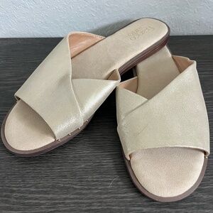 NWOT Franco Sarto‎ Women's Shimmery Golden Slide Sandals, Size 10